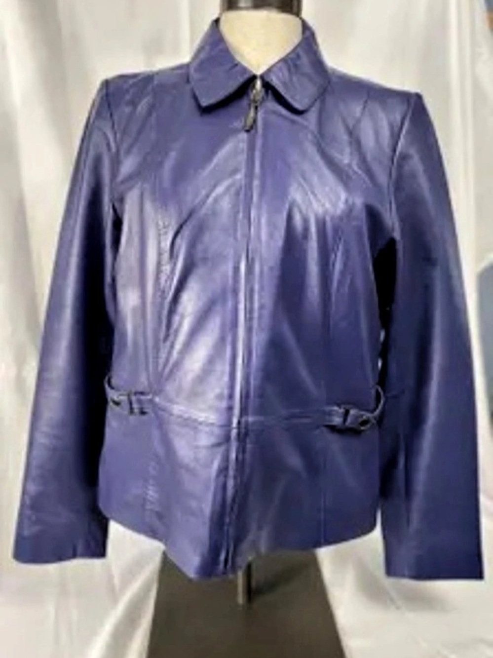 Style&co. Leather Zip Jacket in Purple Size Medium Like New